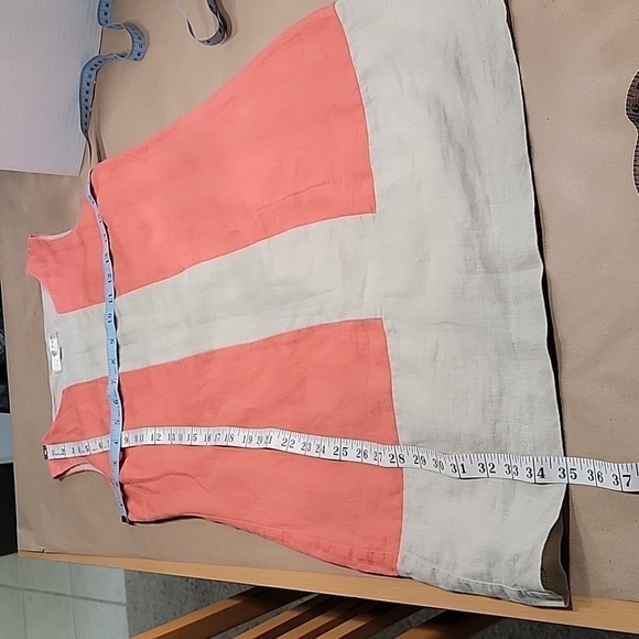 Kenar, Size 4, Coral and Natural Color 100% Linen Sheath Dress. Excellent Cond. - Picture 6 of 8